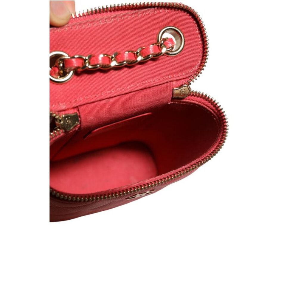 Chanel Red Caviar Quilted Small Vertical Coco Beauty Vanity Case with Women's - Picture 6 of 6